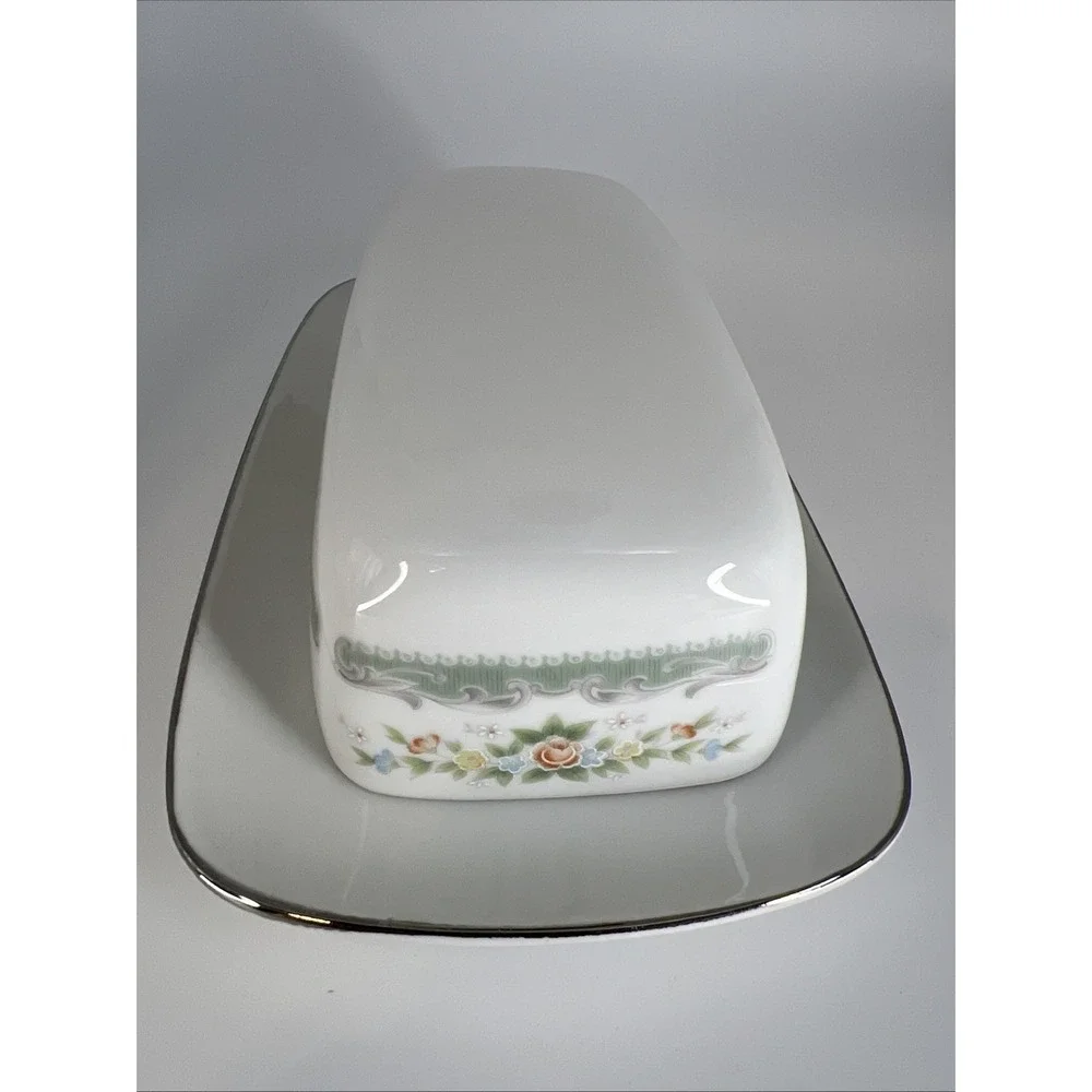 Vintage Roseville Japan Translucent Fine China‎ Butter Dish #4135 Floral Lid